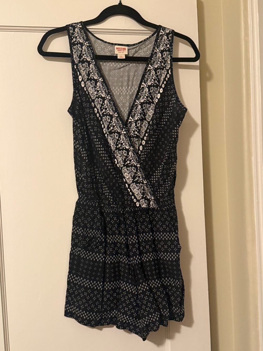 Mossimo Supply Co. Boho Geometric Faux-Wrap Sleeveless Romper (S)